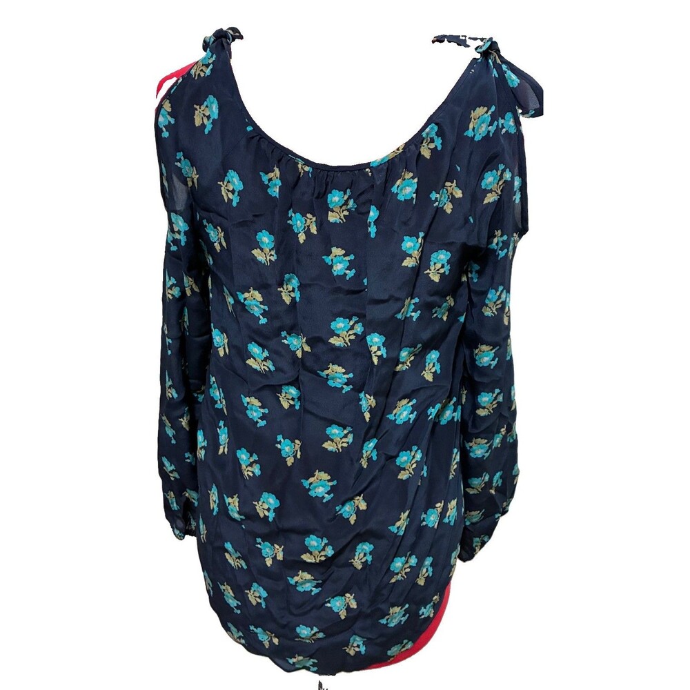 Rebecca Taylor Women’s Blue Long Sleeve 100% Silk Floral Shirt Size Medium - Picture 5 of 8